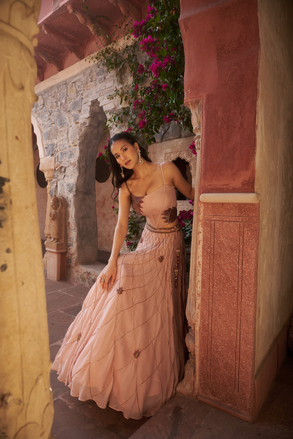Blush Pink Organza Lehenga