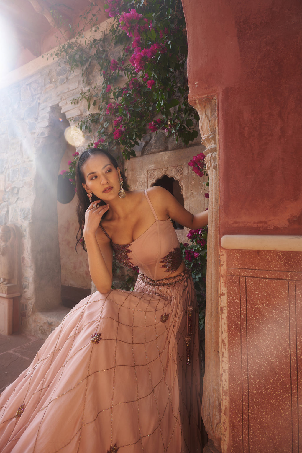 Blush Pink Organza Lehenga