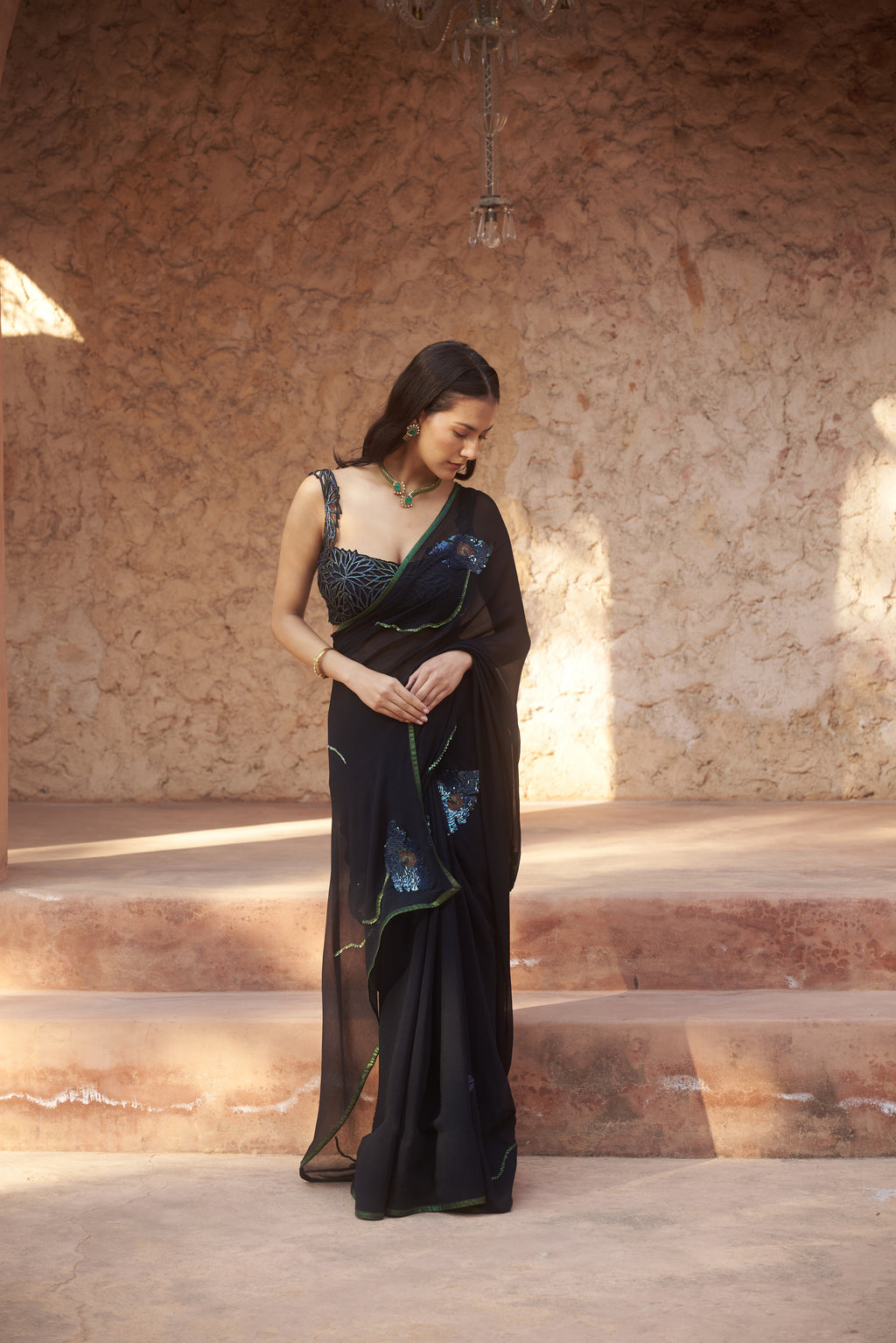 Peacock Embroidered Saree