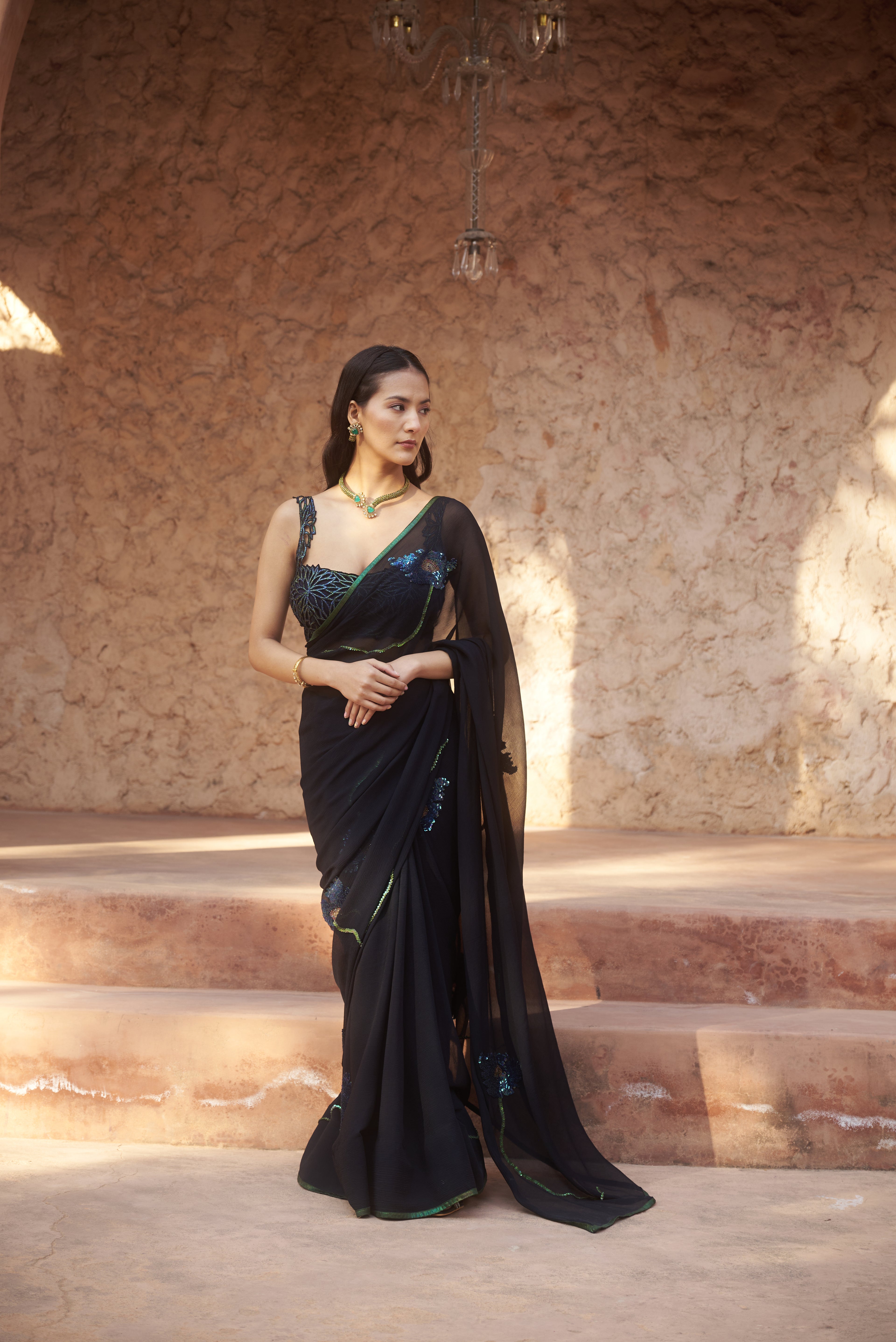 Peacock Embroidered Saree