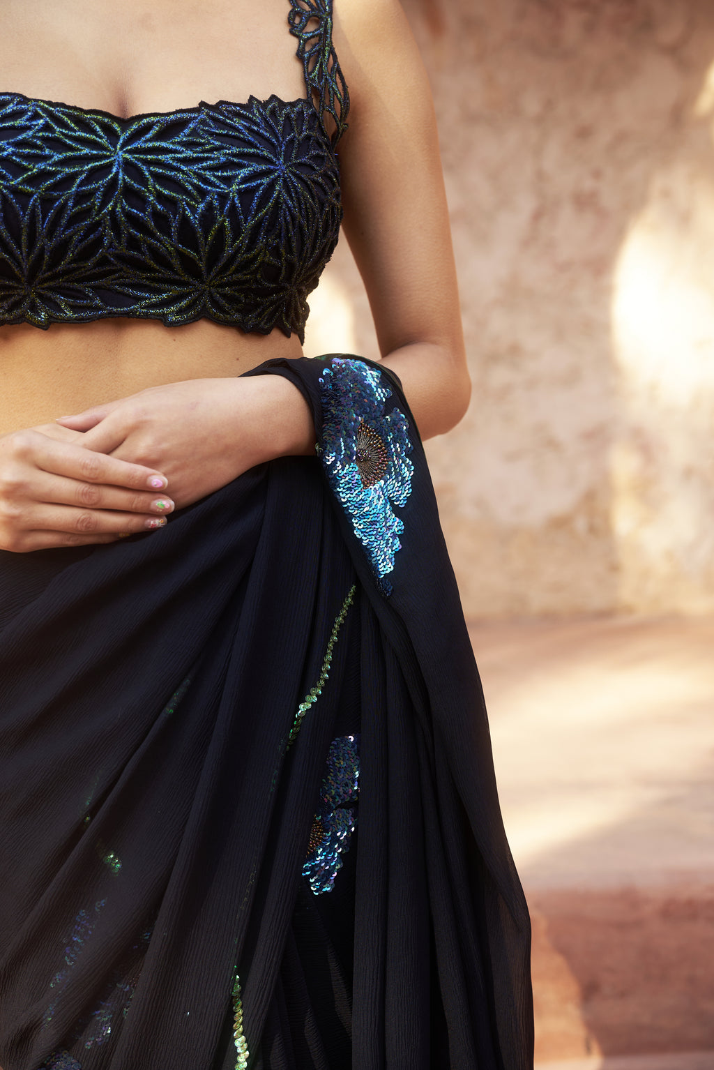 Peacock Embroidered Saree
