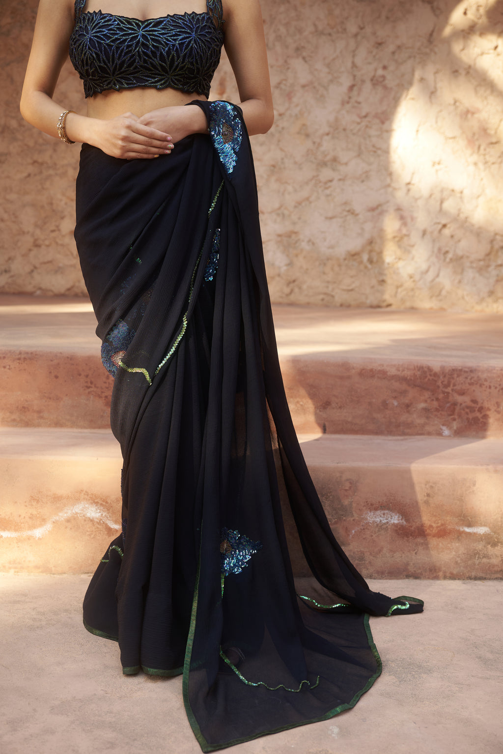 Peacock Embroidered Saree