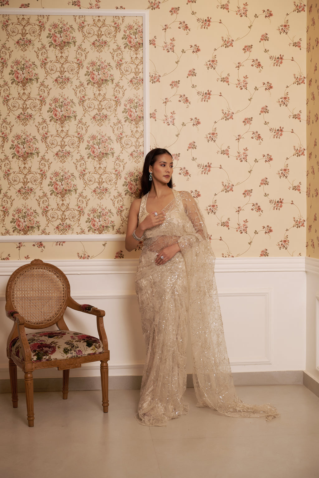 Ivory Stardust Saree