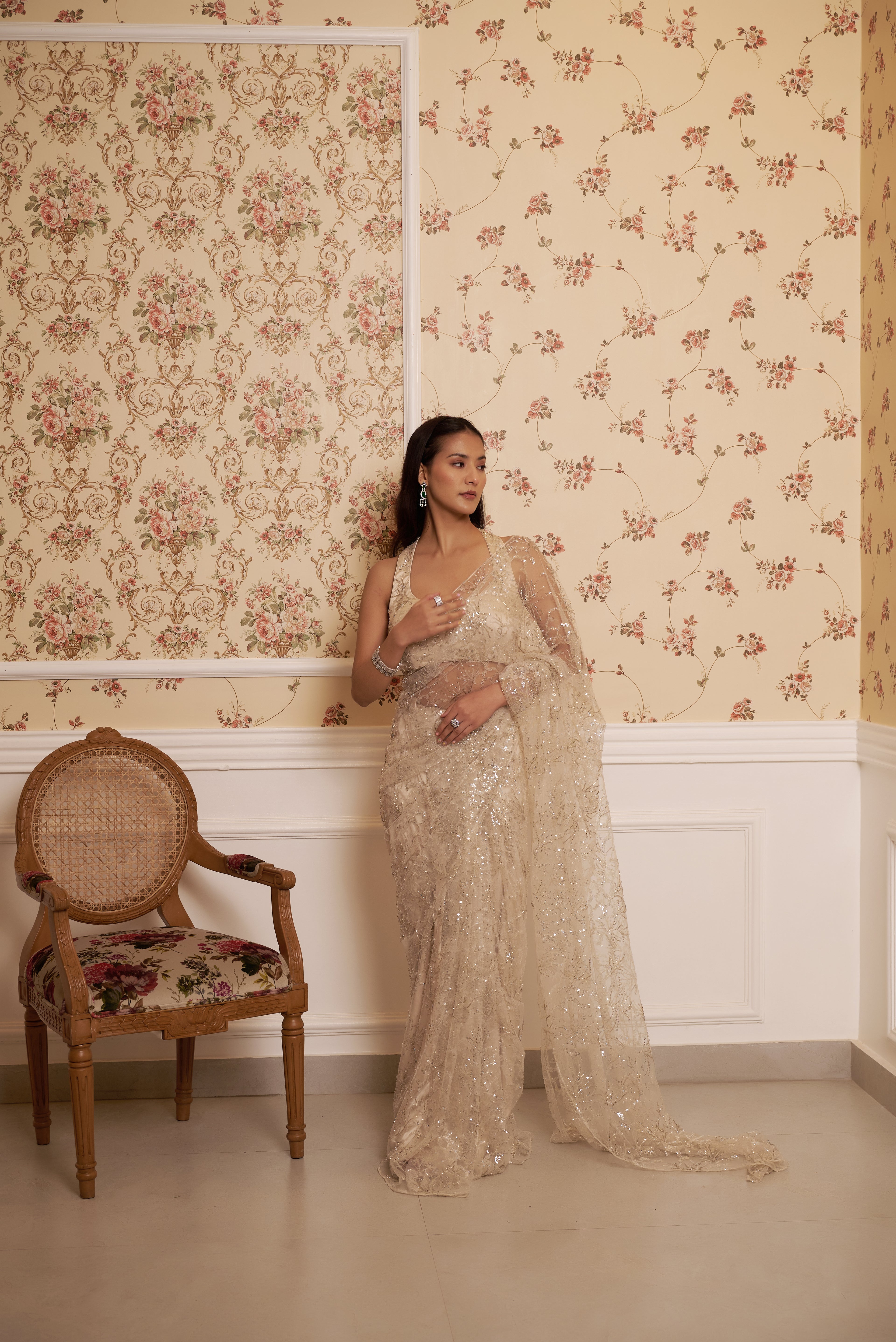 Ivory Stardust Saree