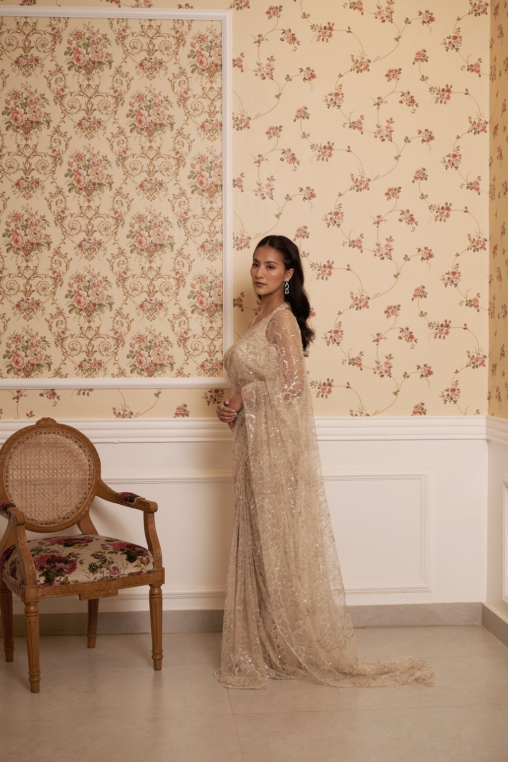 Ivory Stardust Saree