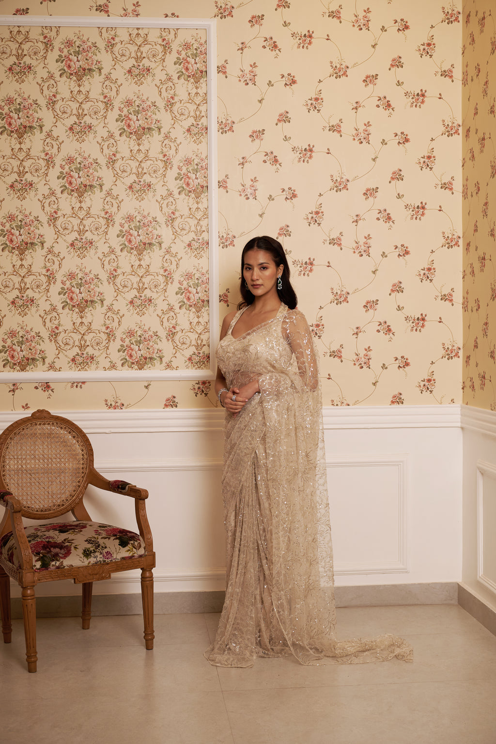Ivory Stardust Saree
