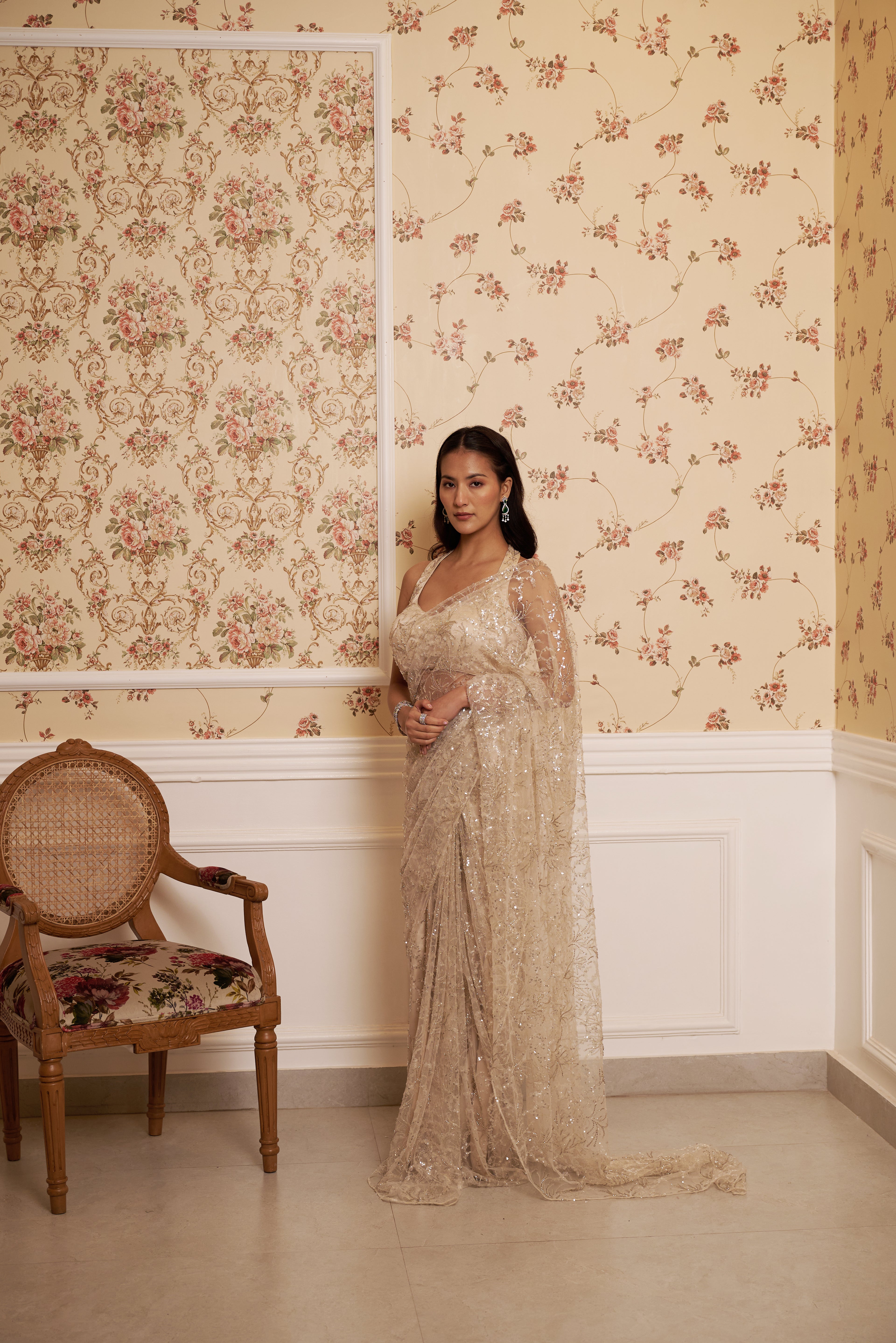 Ivory Stardust Saree