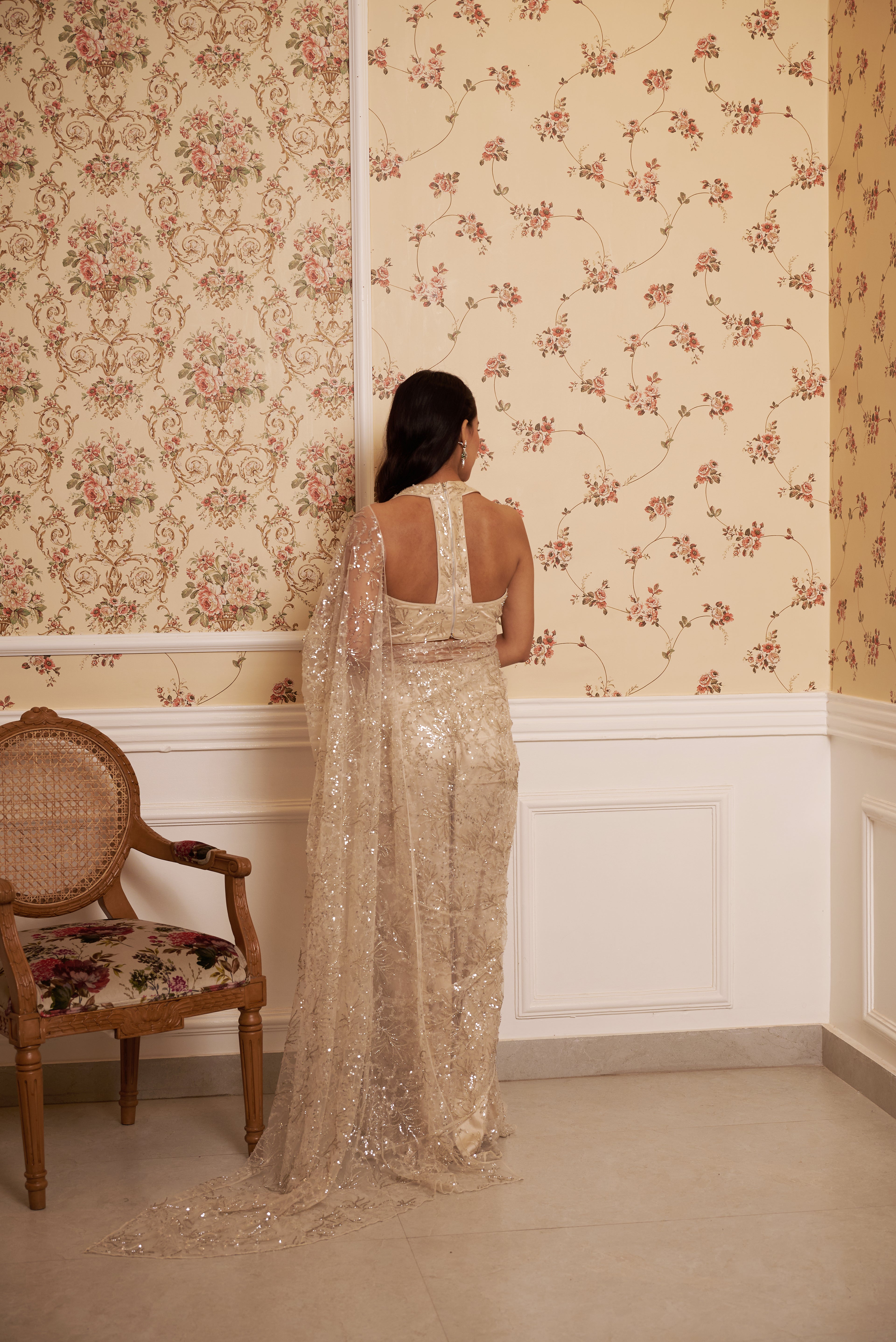Ivory Stardust Saree