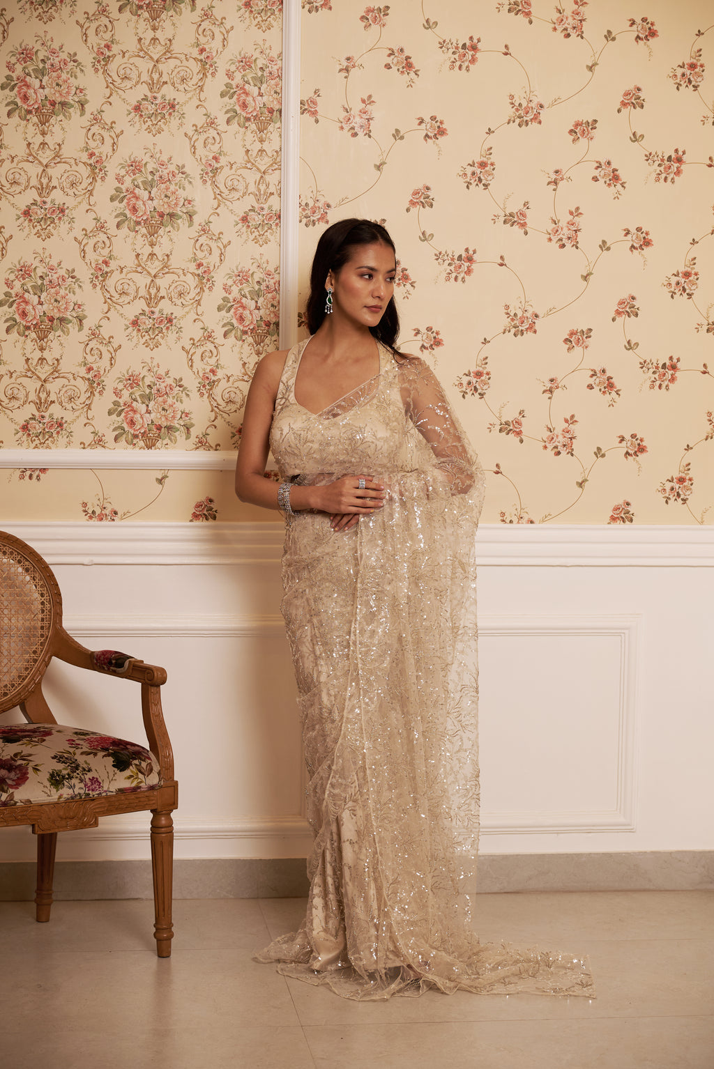 Ivory Stardust Saree