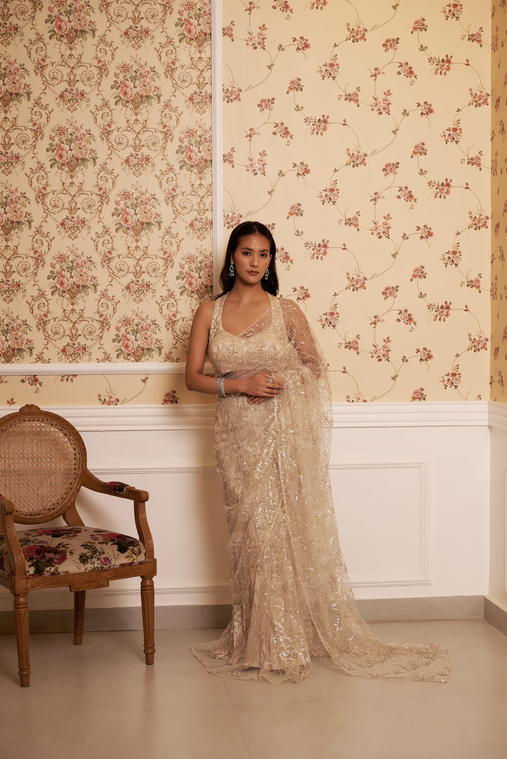 Ivory Stardust Saree