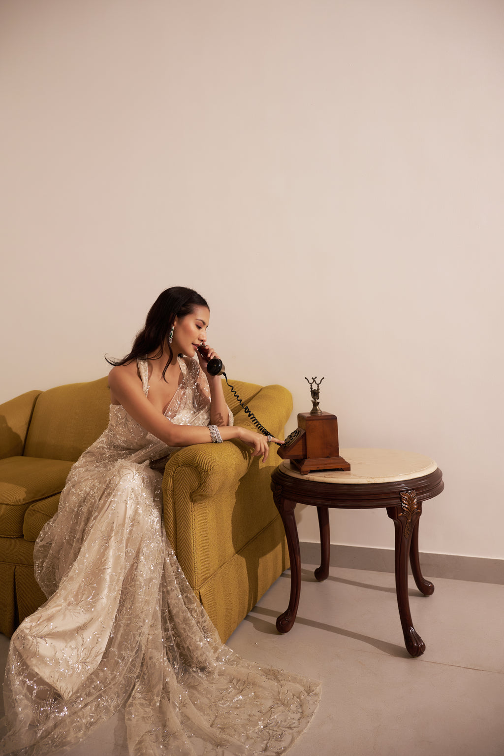Ivory Stardust Saree