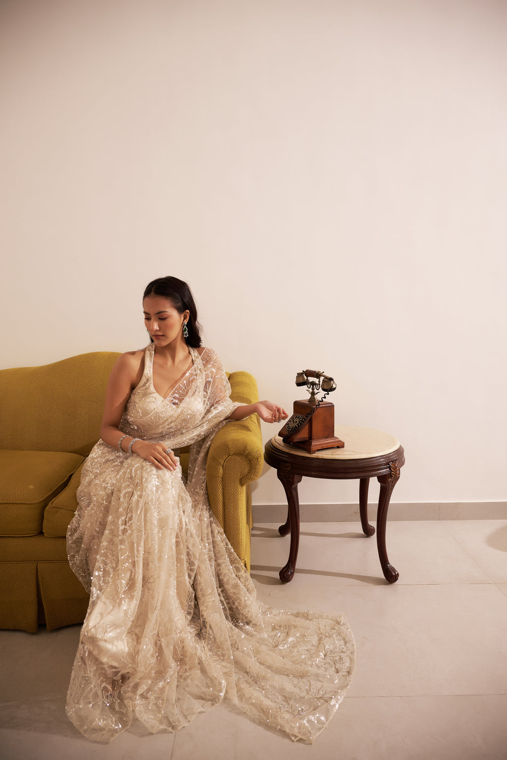 Ivory Stardust Saree