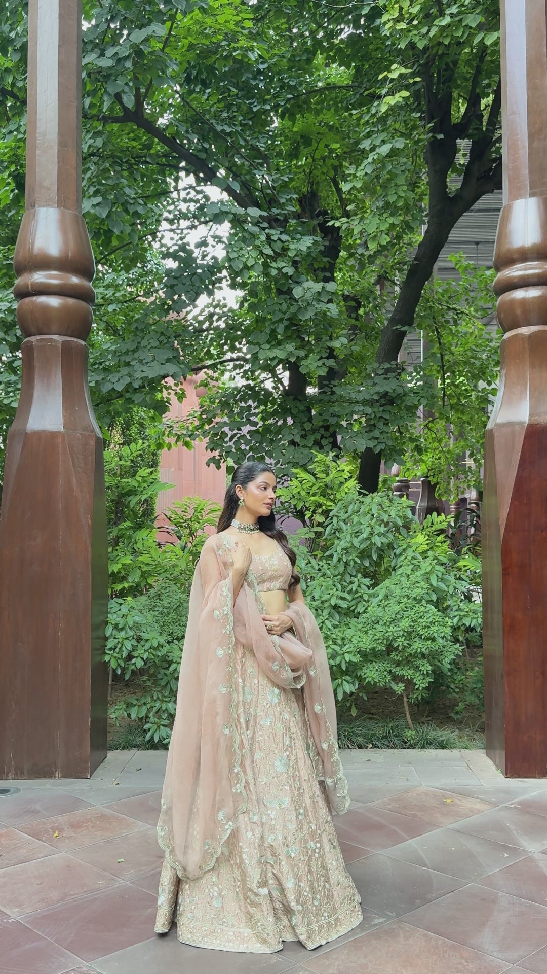 Chanderi Embroidered Pink Lehenga Set