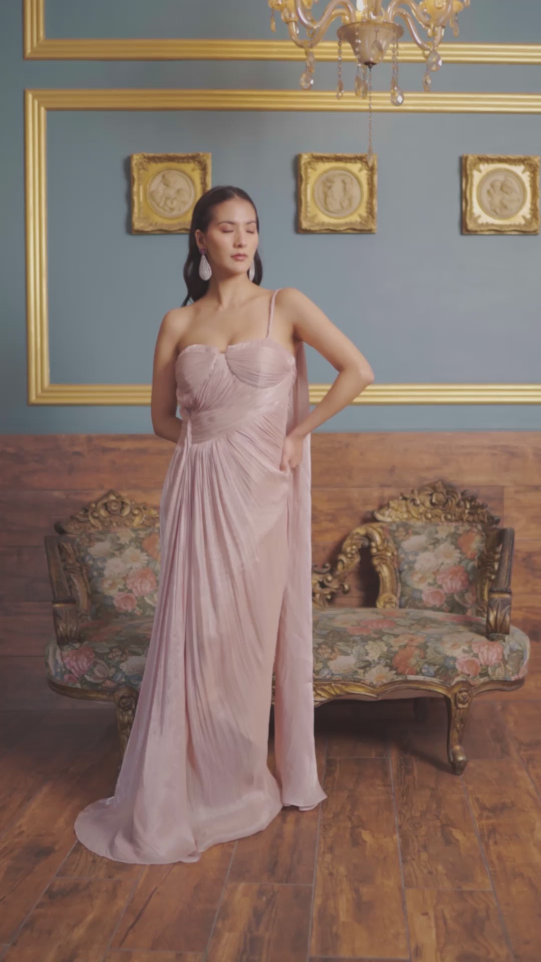 Blush Ruched Drape Gown