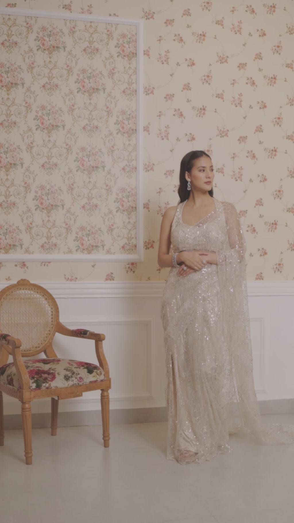 Ivory Stardust Saree