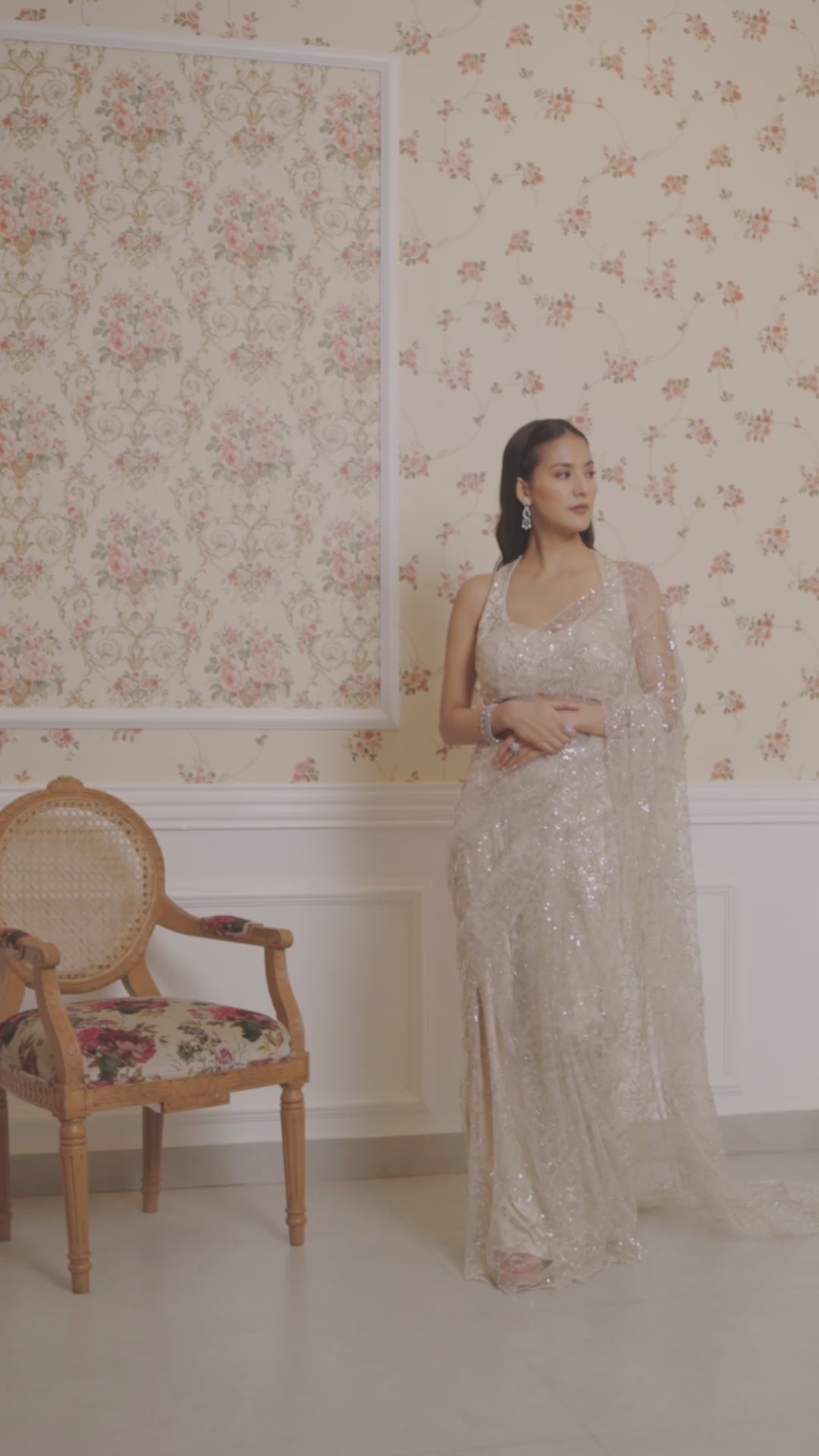 Ivory Stardust Saree