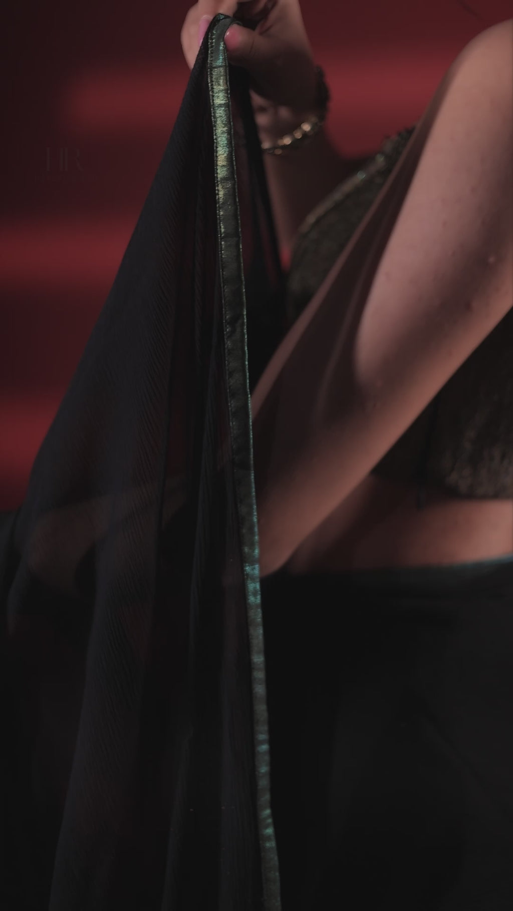 Black Chiffon Saree Set