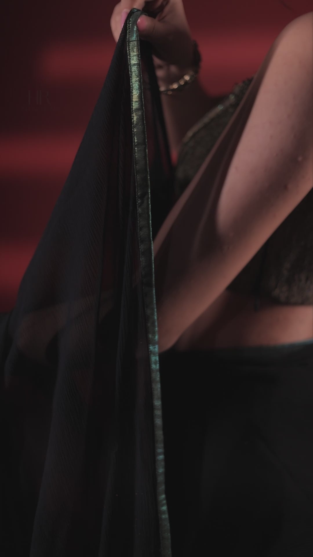 Black Chiffon Saree Set