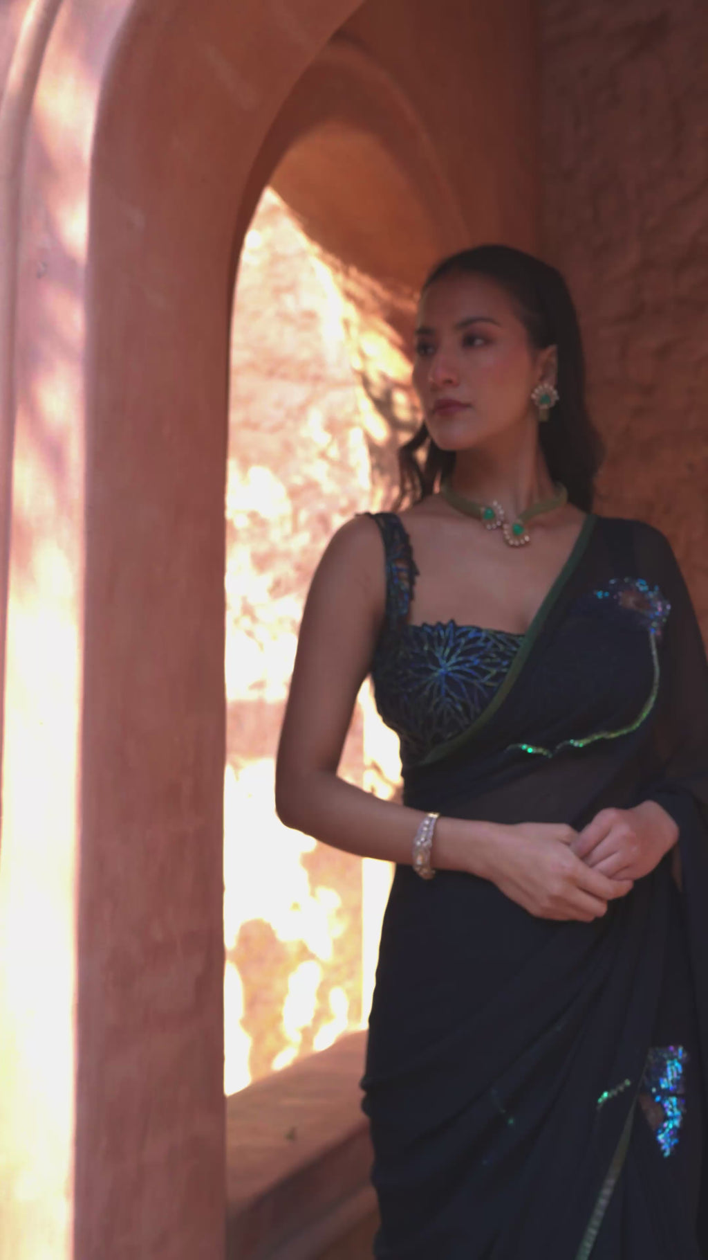 Peacock Embroidered Saree
